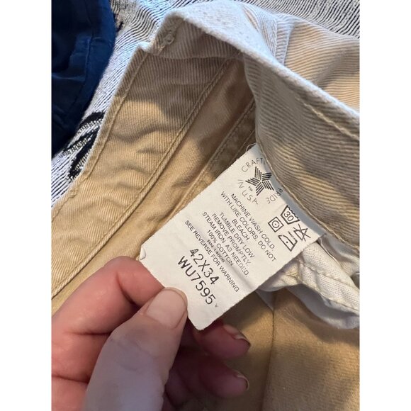 Carhartt Mens Beige DenimPants Size 42X34 Relaxed Fit Durable Workwear Made In U - Picture 5 of 5